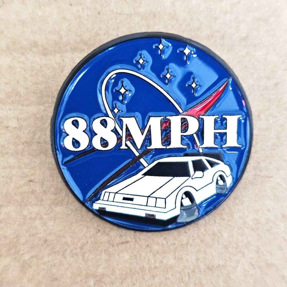 Back to the Future Retro Car Enamel Pin 88MPH Speed Sci-Fi Time Travel McFly